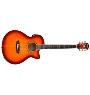 Washburn EA15 Festival Series Mini Jumbo Cutaway Acoustic Electric Guitar. Ice Tea Burst