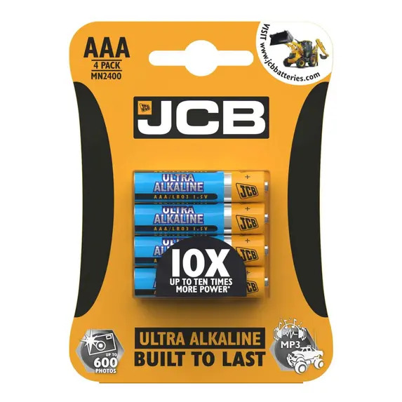 JCB Ultra Alkaline AAA Battery - Pack 4