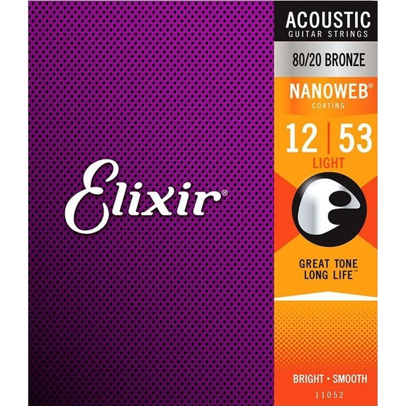 Elixir Acoustic Strings 80/20 Bronze NANOWEB 12-53 Light