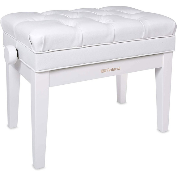 Roland RPB500 Polished White Adjustable Piano Stool with Button Top and Music Storage