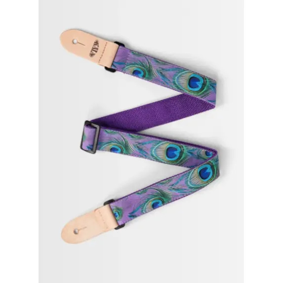 Kala Peacock Print Ukulele Strap - Purple