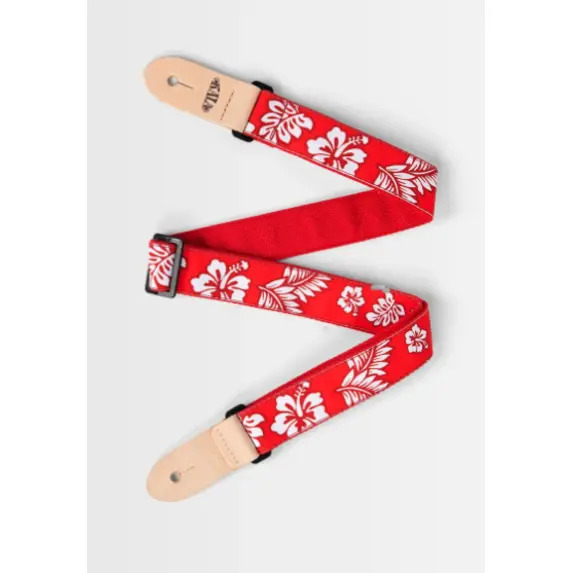 Kala Hibiscus Print Ukulele Strap - Red