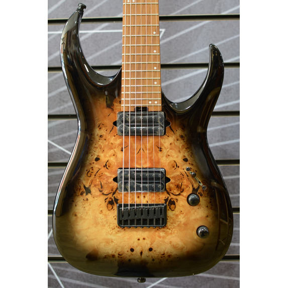 Jackson Pro Series Signature Misha Mansoor Juggernaut HT7P Black Burst Burl 7-String Electric Guitar