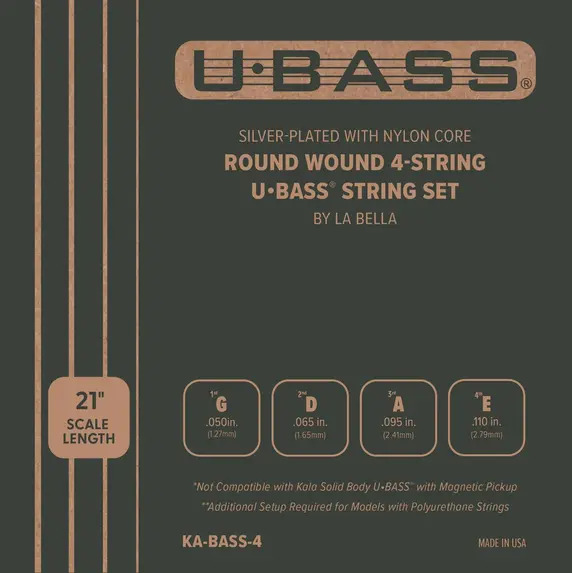Kala Silver-Plated Nylon Core Round Wound UBASS 4-String Set