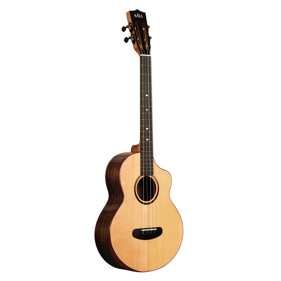 Kala Contour All Solid Gloss Spruce Rosewood Baritone Ukulele w/ Cutaway and Bag